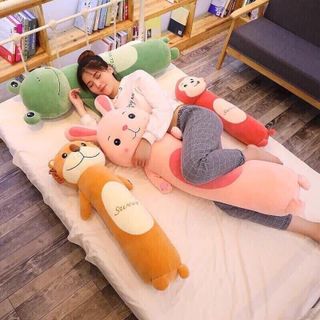 Gối Ôm Hình Thú Gối Tựa Lưng Thỏ Khỉ Cho Bé Siêu Mịn Co Dãn 4 Chiều Cực Êm Siêu Đáng Yêu 50cm - 95 cm