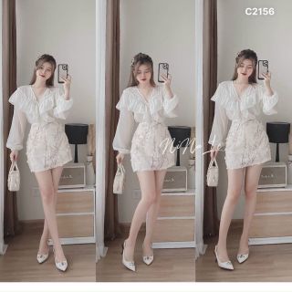 Áo tơ 2 lớp thêu cổ hoa nổi