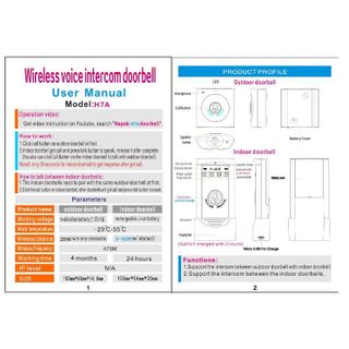 Chuông Cửa Không Dây Đàm Thoại 2 Chiều H7A