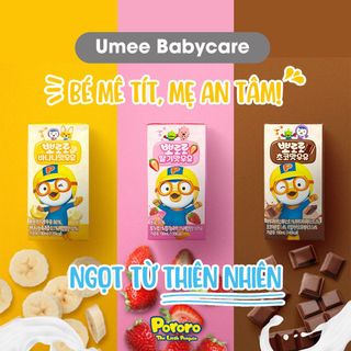Sữa Dinh Dưỡng Pororo Hàn Quốc Vị Chuối/ Dâu/ Socola, Sữa Tươi Pororo Hộp 190ml