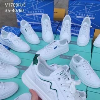Giày thể thao nữ màu trắng chất da mềm êm chân V170