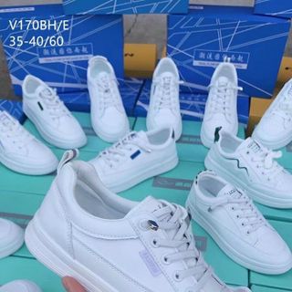 Giày thể thao nữ màu trắng chất da mềm êm chân V170