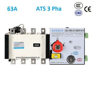 Cầu Dao ATS Chuyển 2 Nguồn Điện Tự Động 3 Pha 63A ATS02-63 giá sỉ