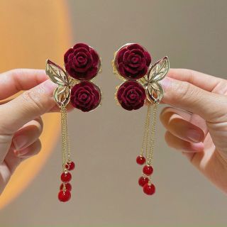 Kẹp tóc hoa Hồng đính đá