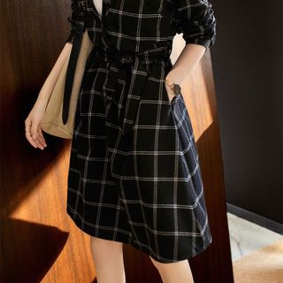 ĐẦM SƠ MI CARO TAY DÀI – DT1717