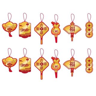 Set 12 phụ kiện trang trí năm mới