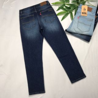 Quần Jeans nam ALE JEANS, ống suông, co giãn nhẹ, xanh đậm có thời trang, chất liệu thun cotton MWID006D giá sỉ