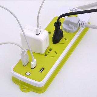 Ổ CẮM ĐIỆN 6 PHÍCH CẮM 3 CỔNG USB XANH LÁ