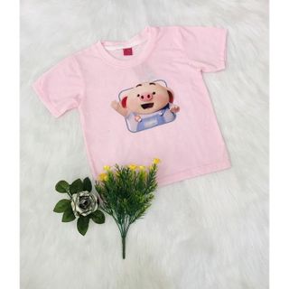 Áo thun cọc tay in hình chú heo đáng yêu cho bé gái 4-10 tuổi chất thun cotton thoáng mát giá sỉ