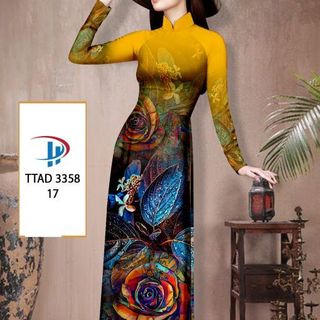 Áo dài 3d họa tiết hoa hồng 3358