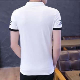 ÁO CỔ TÀU THÊU TÊ GIÁC ÉP NHIỆT 2 BÊN TAY MÀU TRẮNG