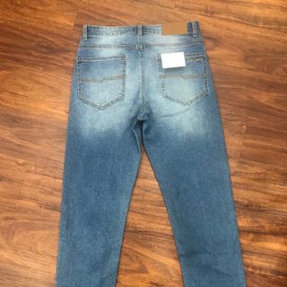 Quần Jeans nam ALE JEANS, ống suông ôm, co giãn nhẹ, xanh đậm, chất liệu thun cotton MWID004M
