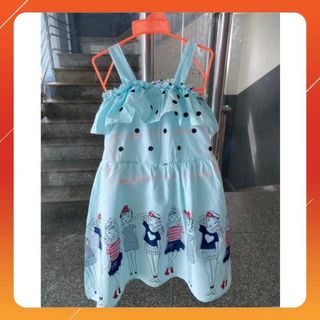 Đầm tole 2 dây cho bé gái 6-8 tuổi chất tole mềm mại hoa tiết cô gái thời trang