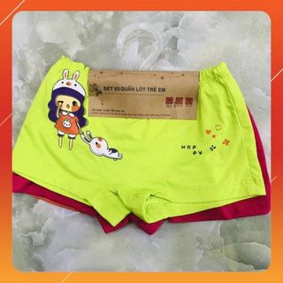 set 3 quần lót bé gái màu sắc dễ thương chất thun co giản 4 chiều giá sỉ