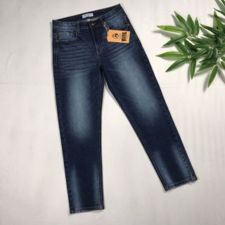 Quần Jeans nam ALE JEANS, ống suông, co giãn nhẹ, xanh đậm, chất liệu thun cotton MWID005D