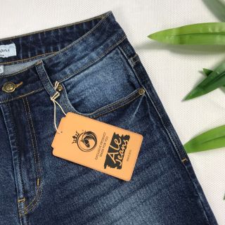 Quần Jeans nam ALE JEANS, ống suông, co giãn nhẹ, xanh đậm, chất liệu thun cotton MWID005D