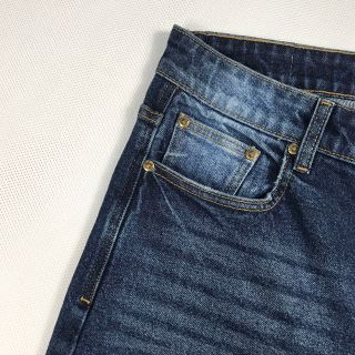 Quần Jeans nam ALE JEANS, ống suông, co giãn nhẹ, xanh đậm, chất liệu thun cotton MWID005D