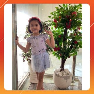 Bộ váy thời trang cho bé 3-6 tuổi chất vải kate phối voan - L&L Kids