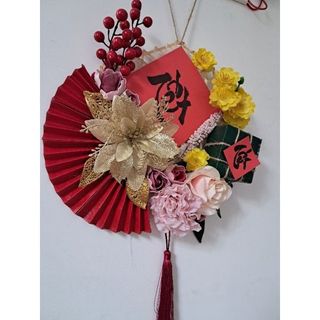 Mẹt tre trang trí tết 40cm treo cửa handmake - mẫu 3