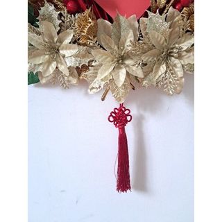 Vòng hoa treo cửa, mẹt tre trang trí, decor tường nhân dịp tết - mẫu 5