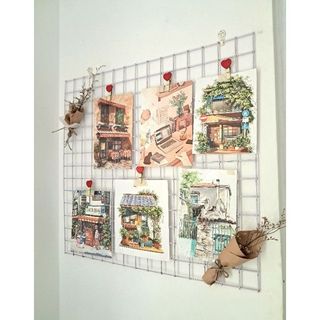 Khung lướt sắt trang trí góc học tập, góc làm việc, trang trí tường.