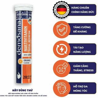 Viên sủi bổ sung multivitamin Demosana nhập khẩu Đức hương vị cam tuýp 20 viên 4g giá sỉ
