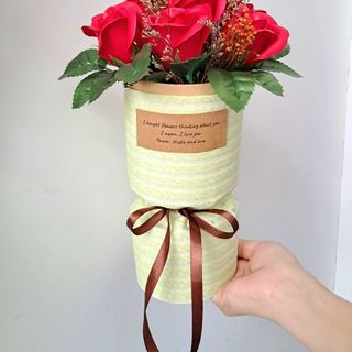 Bó hoa hồng sáp 7 bông bằng vải giá sỉ