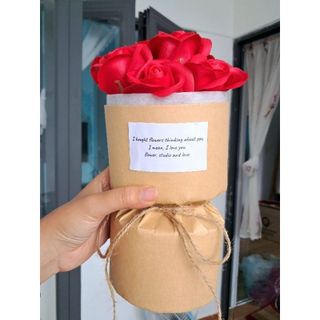 Bó hoa hồng sáp đỏ thắm dài 25cm