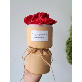 Bó hoa hồng sáp đỏ thắm dài 25cm