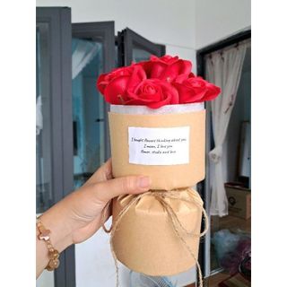 Bó hoa hồng sáp đỏ thắm dài 25cm