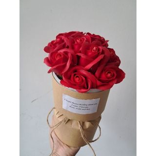 Bó hoa hồng sáp đỏ thắm dài 25cm