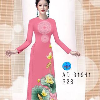Áo dài 3d họa tiết hoa sen 31941