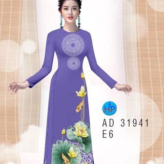 Áo dài 3d họa tiết hoa sen 31941