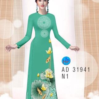 Áo dài 3d họa tiết hoa sen 31941