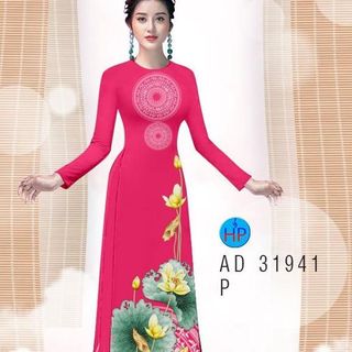 Áo dài 3d họa tiết hoa sen 31941