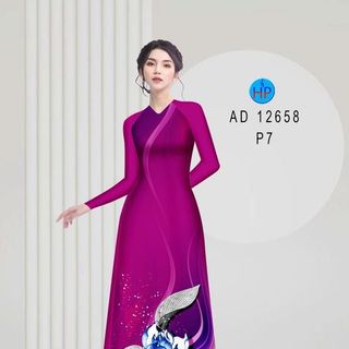 ÁO DÀI 3D HỌA TIẾT SEN 12658