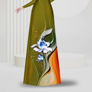 ÁO DÀI 3D HỌA TIẾT SEN 12658