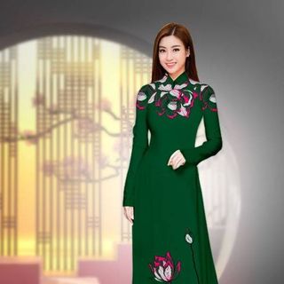 Áo dài 3d họa tiết hoa sen 32091