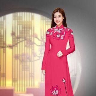 Áo dài 3d họa tiết hoa sen 32091