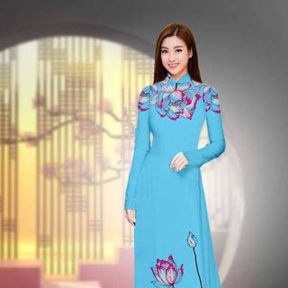 Áo dài 3d họa tiết hoa sen 32091