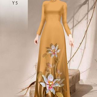 Áo dài 3d họa tiết hoa sen 21351