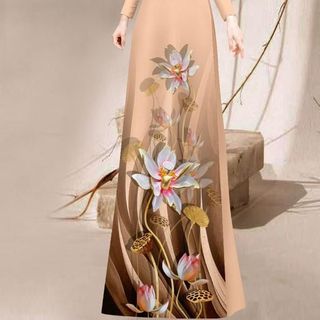 Áo dài 3d họa tiết hoa sen 21351