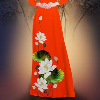 Áo dài 3d họa tiết hoa sen 41515