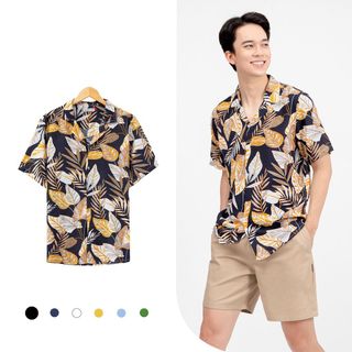 Áo sơ mi họa tiết OBAHA Cuban shirt hoa lá đi biển PA011