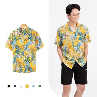 Áo sơ mi họa tiết OBAHA Cuban shirt hoa lá đi biển PA011