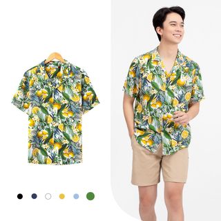 Áo sơ mi họa tiết OBAHA Cuban shirt hoa lá đi biển PA011