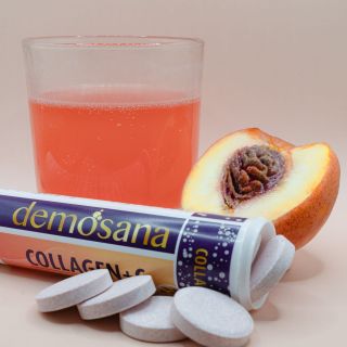 Viên sủi bổ sung Collagen C Demosana giúp đẹp da trắng sáng tăng đề kháng nhập khẩu Đức hương vị Đào tuýp 20 viên 4g