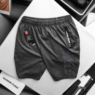 quần đùi nam chất poly 2 da trơn láng, co giãn 4c, 3 túi khoá kéo - Logo dạ quang size từ 55kg-85kg