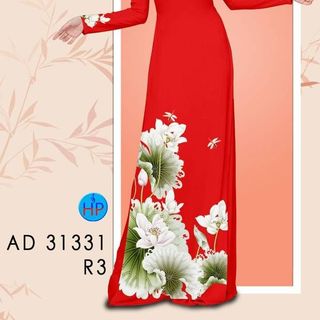 Áo dài 3d họa tiết hoa sen 31331