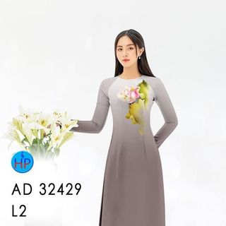 Áo dài 3d họa tiết hoa sen 32429